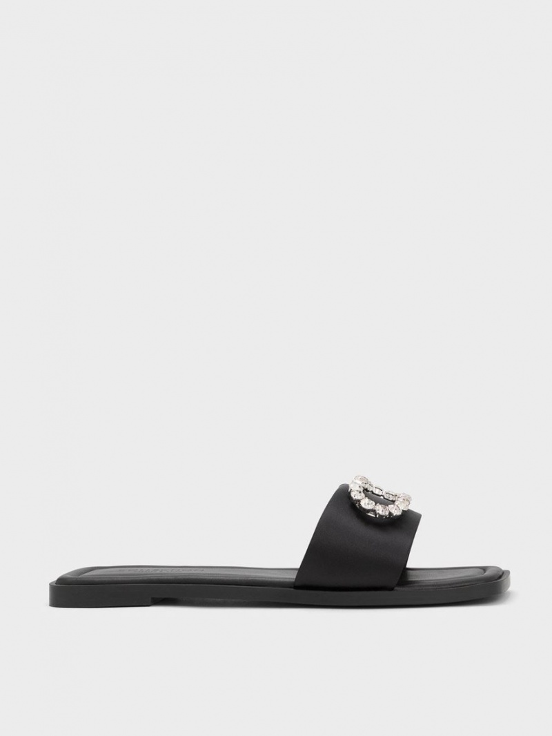 Σαγιοναρεσ Charles And Keith Gem-Embellished Recycled Polyester μαυρα | 81245-CKOL