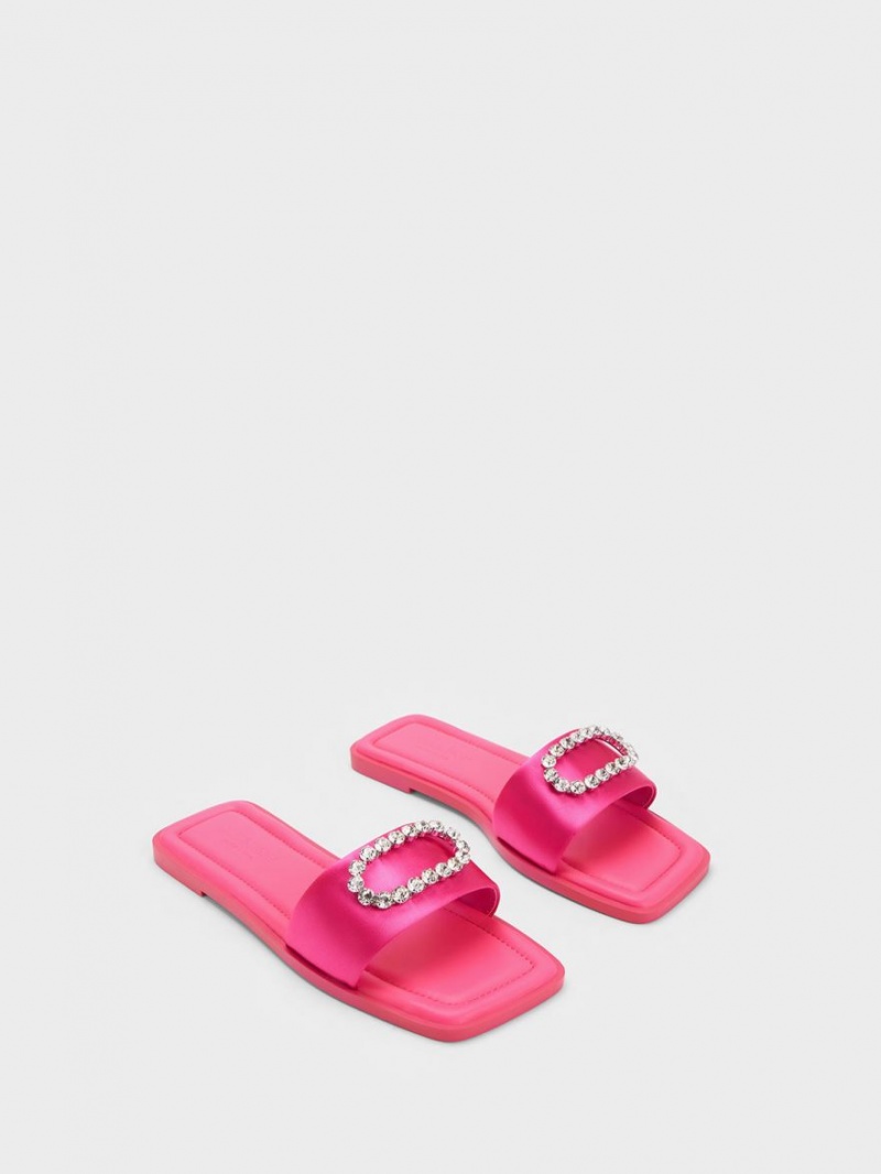Σαγιοναρεσ Charles And Keith Gem-Embellished Recycled Polyester ροζ | 38596-DQBN