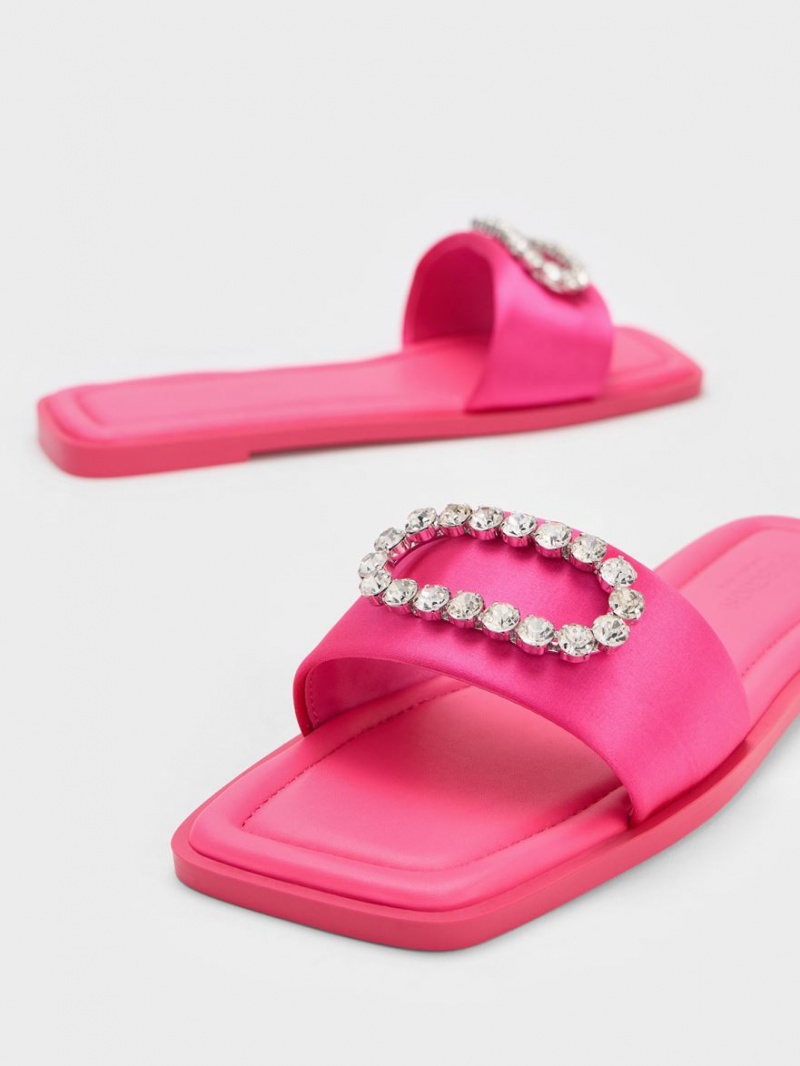 Σαγιοναρεσ Charles And Keith Gem-Embellished Recycled Polyester ροζ | 38596-DQBN