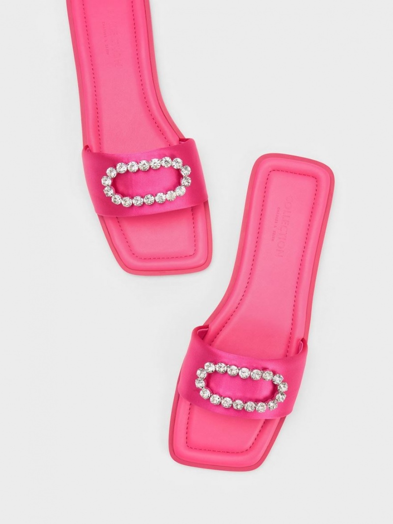 Σαγιοναρεσ Charles And Keith Gem-Embellished Recycled Polyester ροζ | 38596-DQBN