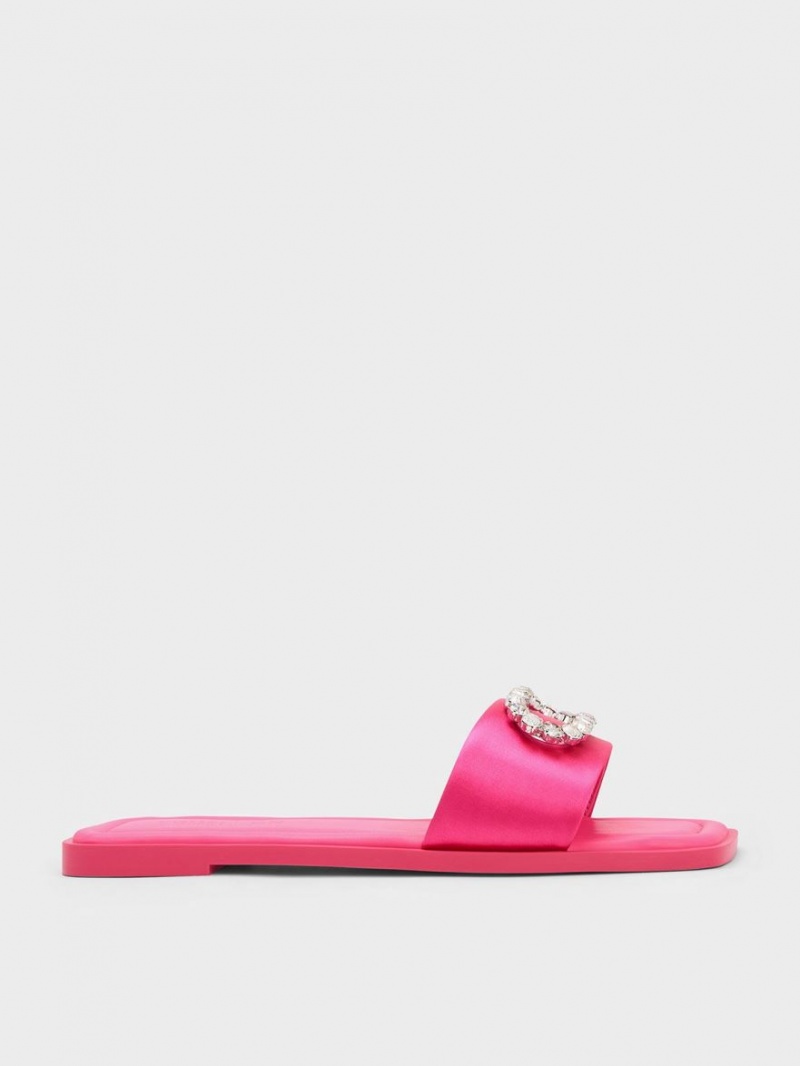Σαγιοναρεσ Charles And Keith Gem-Embellished Recycled Polyester ροζ | 38596-DQBN