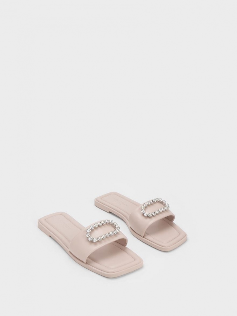 Σαγιοναρεσ Charles And Keith Gem-Embellished δερματινα ροζ | 71340-ETRM