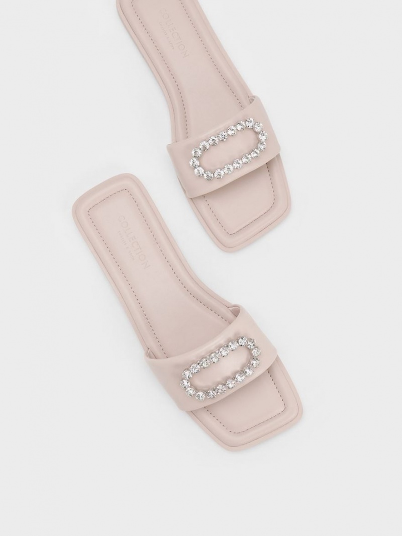 Σαγιοναρεσ Charles And Keith Gem-Embellished δερματινα ροζ | 71340-ETRM