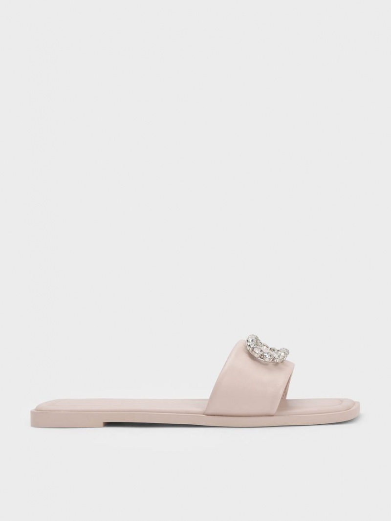 Σαγιοναρεσ Charles And Keith Gem-Embellished δερματινα ροζ | 71340-ETRM