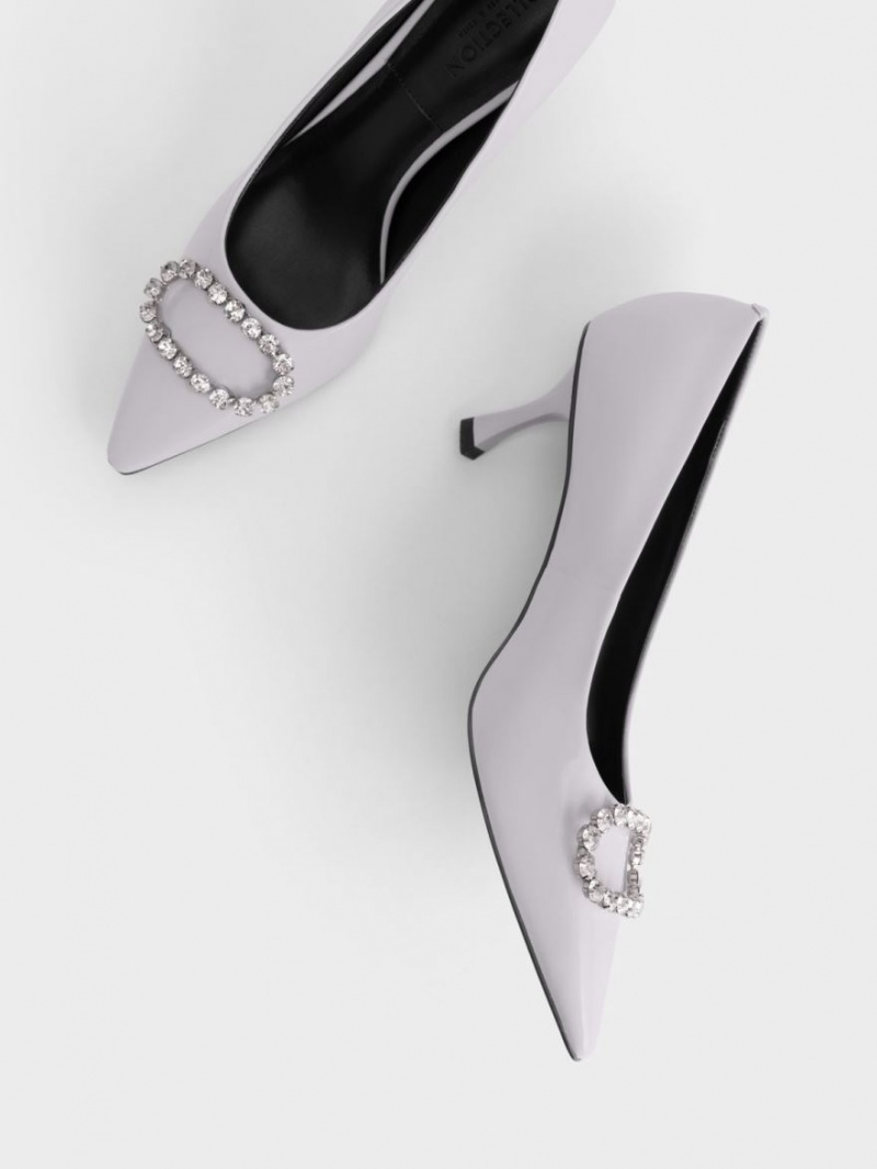 Γοβεσ Charles And Keith Gem-Embellished λουστρινι δερματινα μωβ | 07385-DRJL