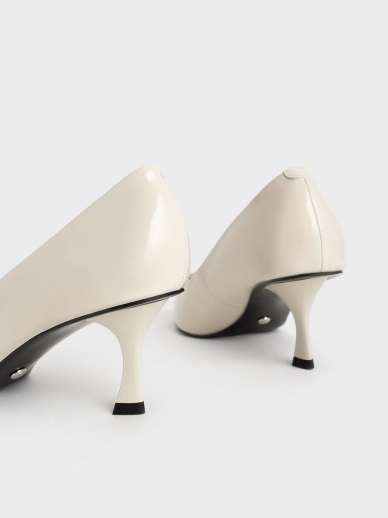 Γοβεσ Charles And Keith Gem-Embellished λουστρινι δερματινα ασπρα | 34816-JWSO