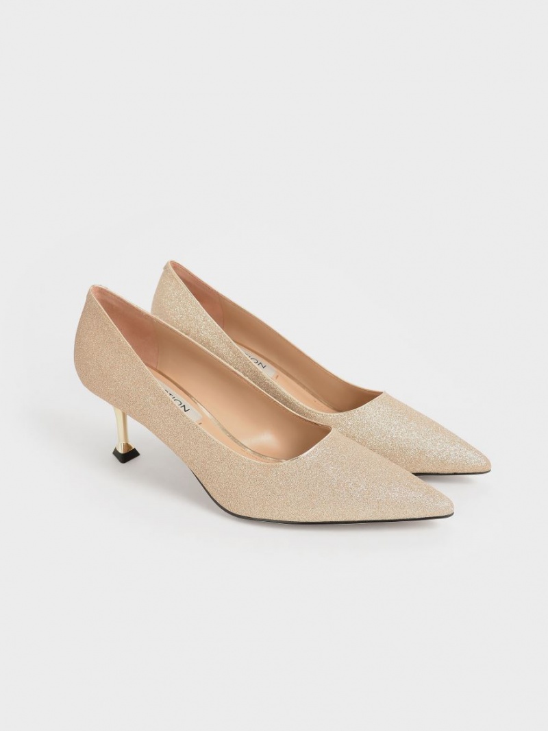 Γοβεσ Charles And Keith Glittered Kitten Heel χρυσο χρωμα | 89362-QYSR