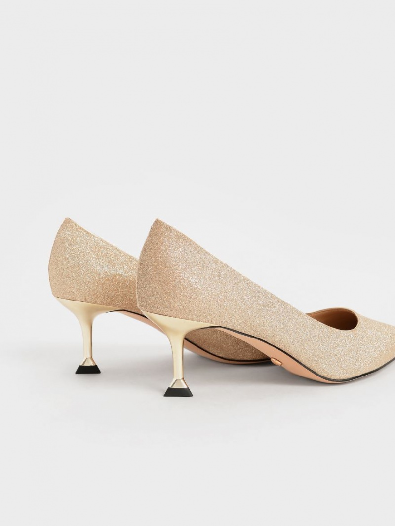 Γοβεσ Charles And Keith Glittered Kitten Heel χρυσο χρωμα | 89362-QYSR