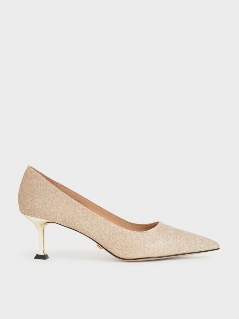 Γοβεσ Charles And Keith Glittered Kitten Heel χρυσο χρωμα | 89362-QYSR