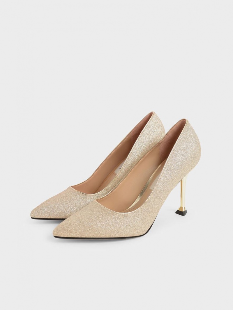 Γοβεσ Charles And Keith Glittered Sculptural Stiletto Heel χρυσο χρωμα | 03162-UGWO