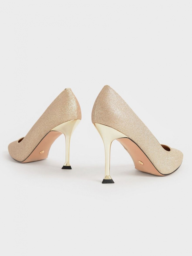 Γοβεσ Charles And Keith Glittered Sculptural Stiletto Heel χρυσο χρωμα | 03162-UGWO