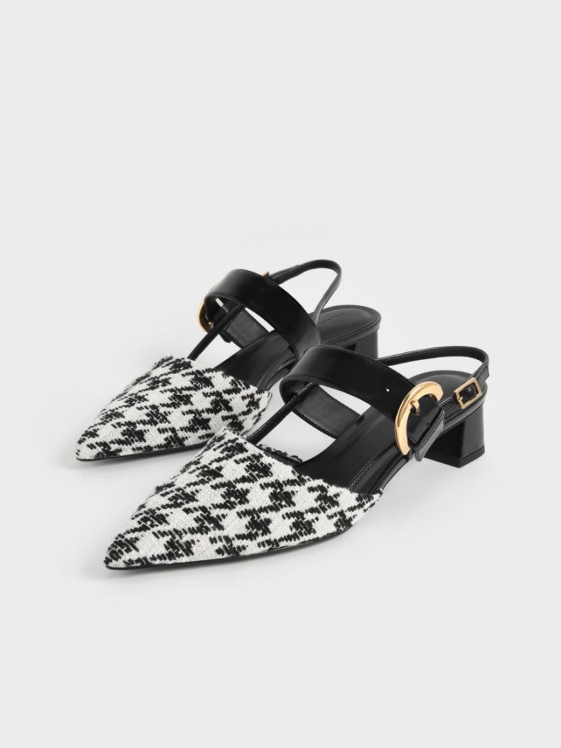Γοβεσ Charles And Keith Houndstooth Buckled Slingback Πολύχρωμο | 70423-PHQA