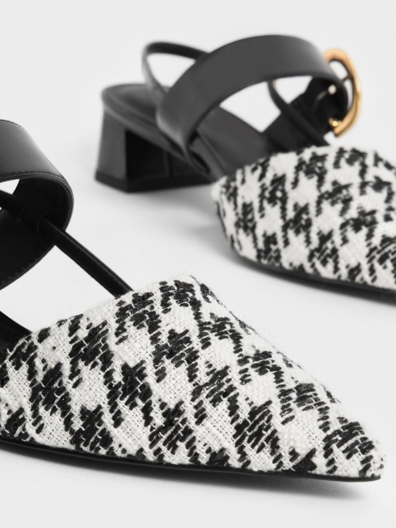 Γοβεσ Charles And Keith Houndstooth Buckled Slingback Πολύχρωμο | 70423-PHQA