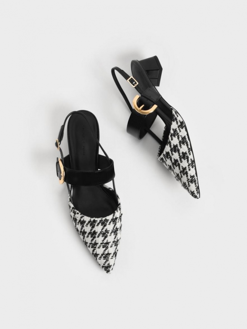 Γοβεσ Charles And Keith Houndstooth Buckled Slingback Πολύχρωμο | 70423-PHQA