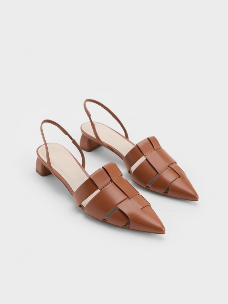 Γοβεσ Charles And Keith Interwoven Slingback καφε | 91830-UEYF