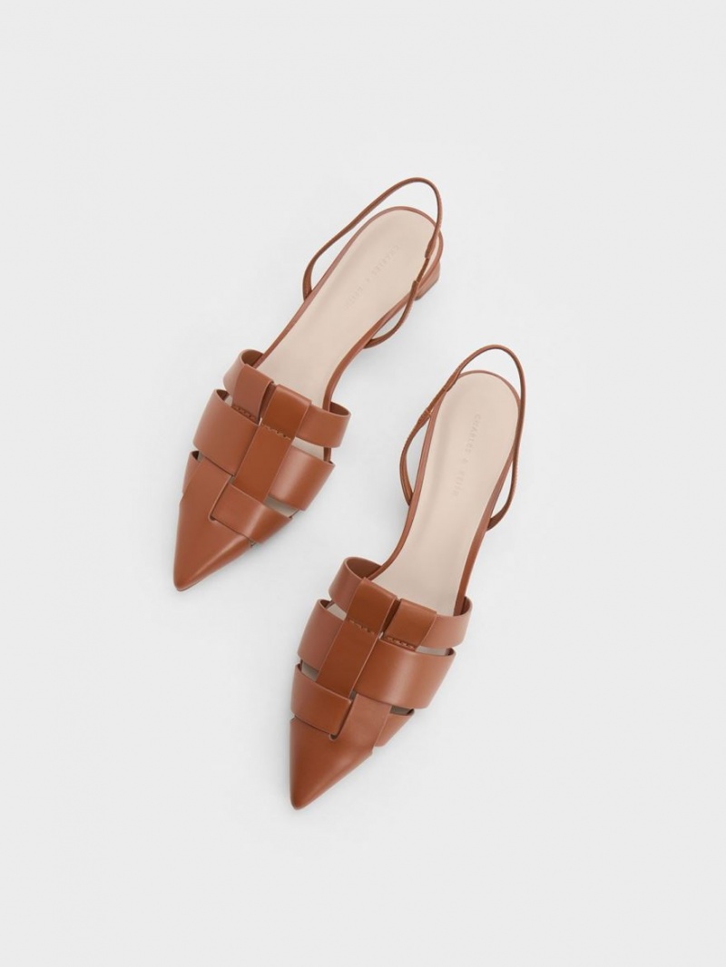 Γοβεσ Charles And Keith Interwoven Slingback καφε | 91830-UEYF