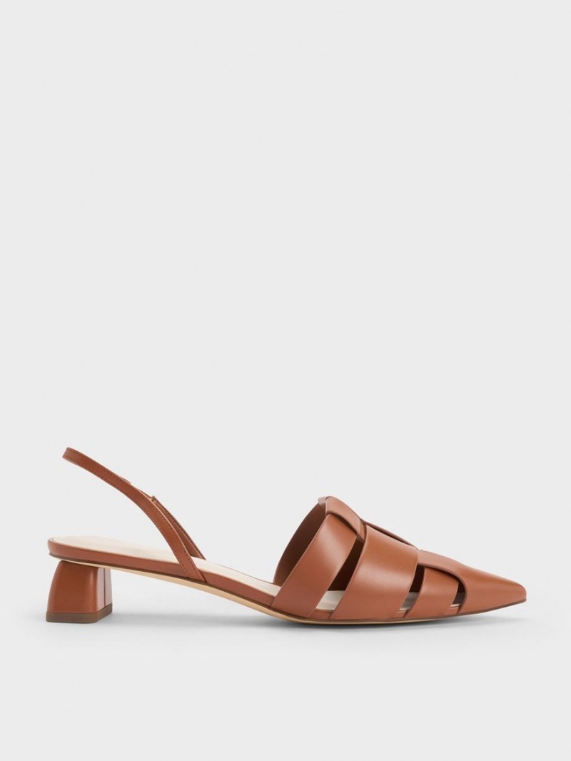 Γοβεσ Charles And Keith Interwoven Slingback καφε | 91830-UEYF