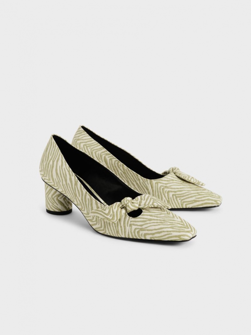 Γοβεσ Charles And Keith Jacquard Zebra Print Bow πρασινο | 27450-AEOG