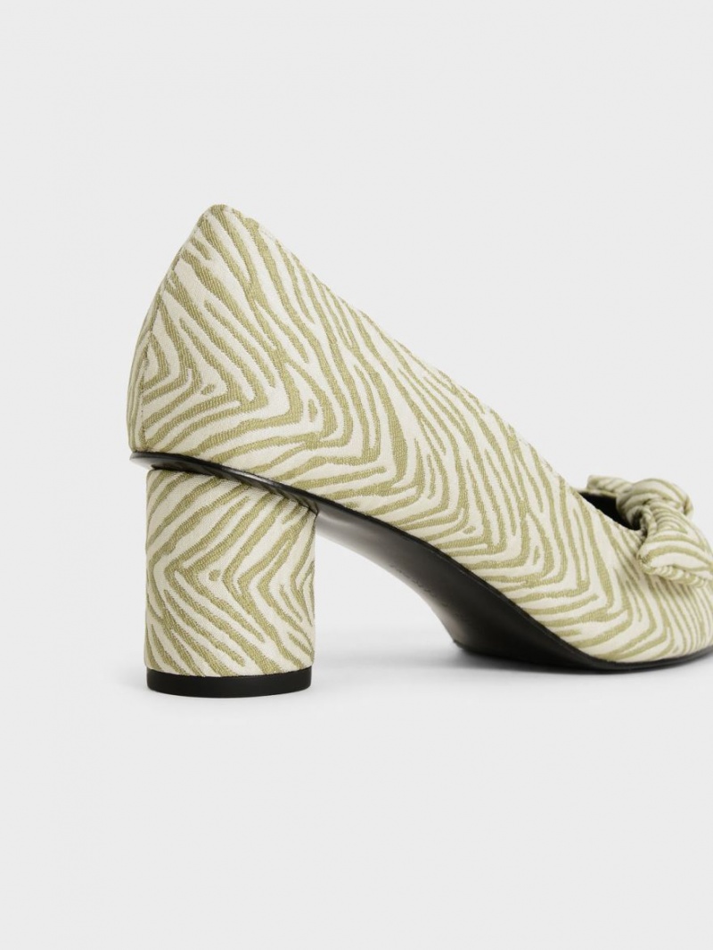 Γοβεσ Charles And Keith Jacquard Zebra Print Bow πρασινο | 27450-AEOG