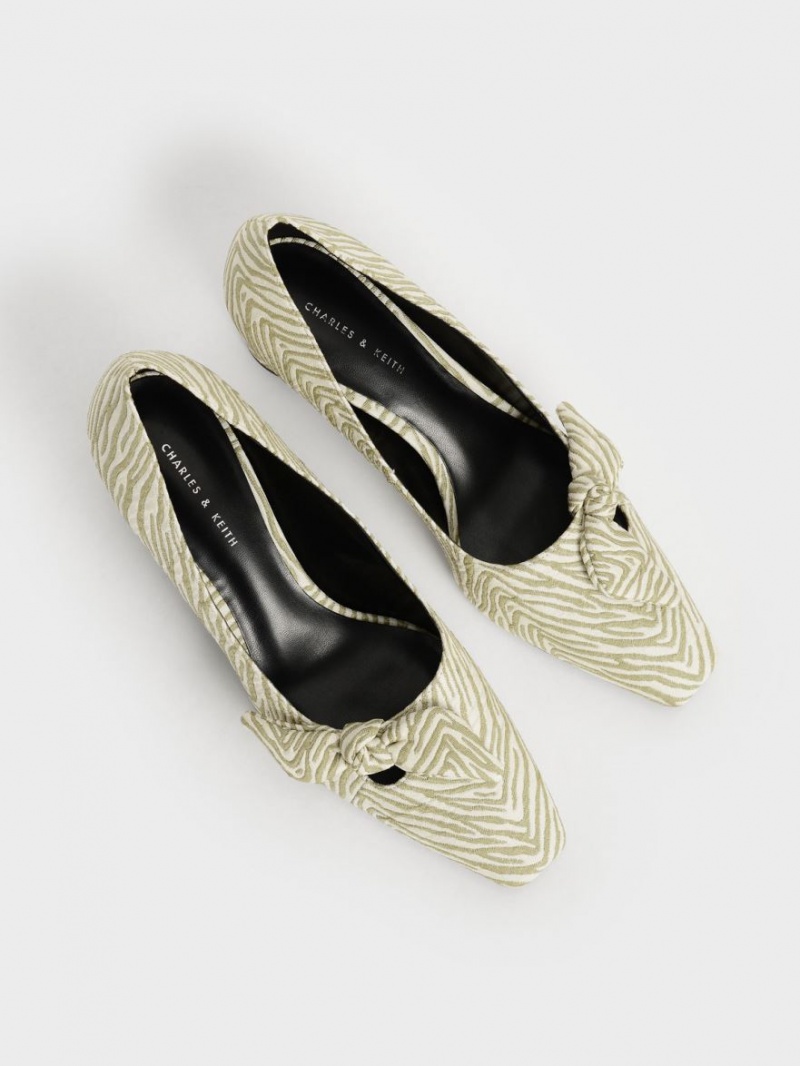 Γοβεσ Charles And Keith Jacquard Zebra Print Bow πρασινο | 27450-AEOG
