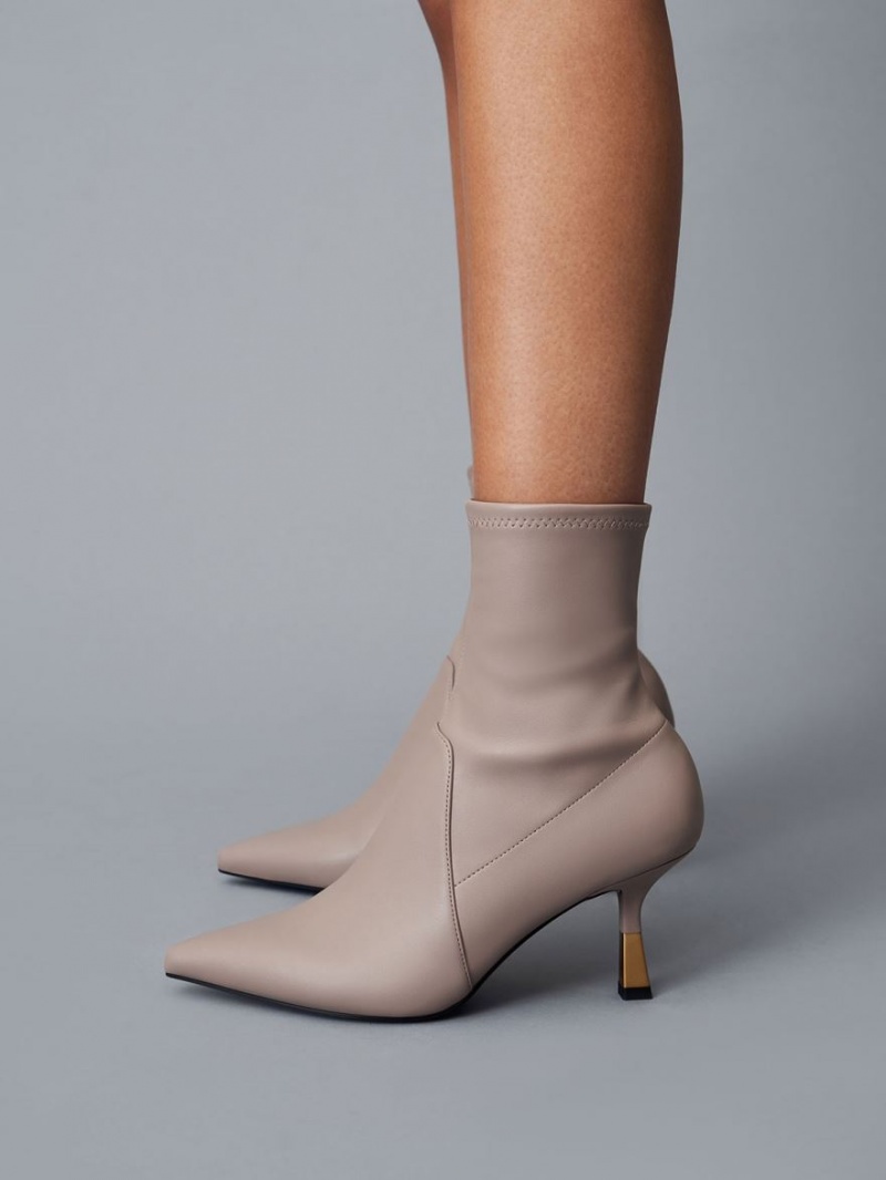 Μποτακια Charles And Keith Kitten Heel γκρι | 29035-AIKU