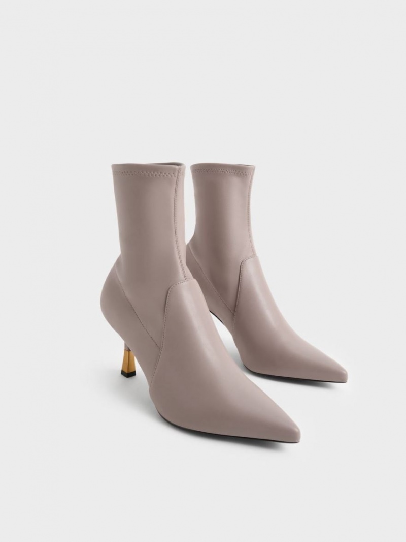 Μποτακια Charles And Keith Kitten Heel γκρι | 29035-AIKU