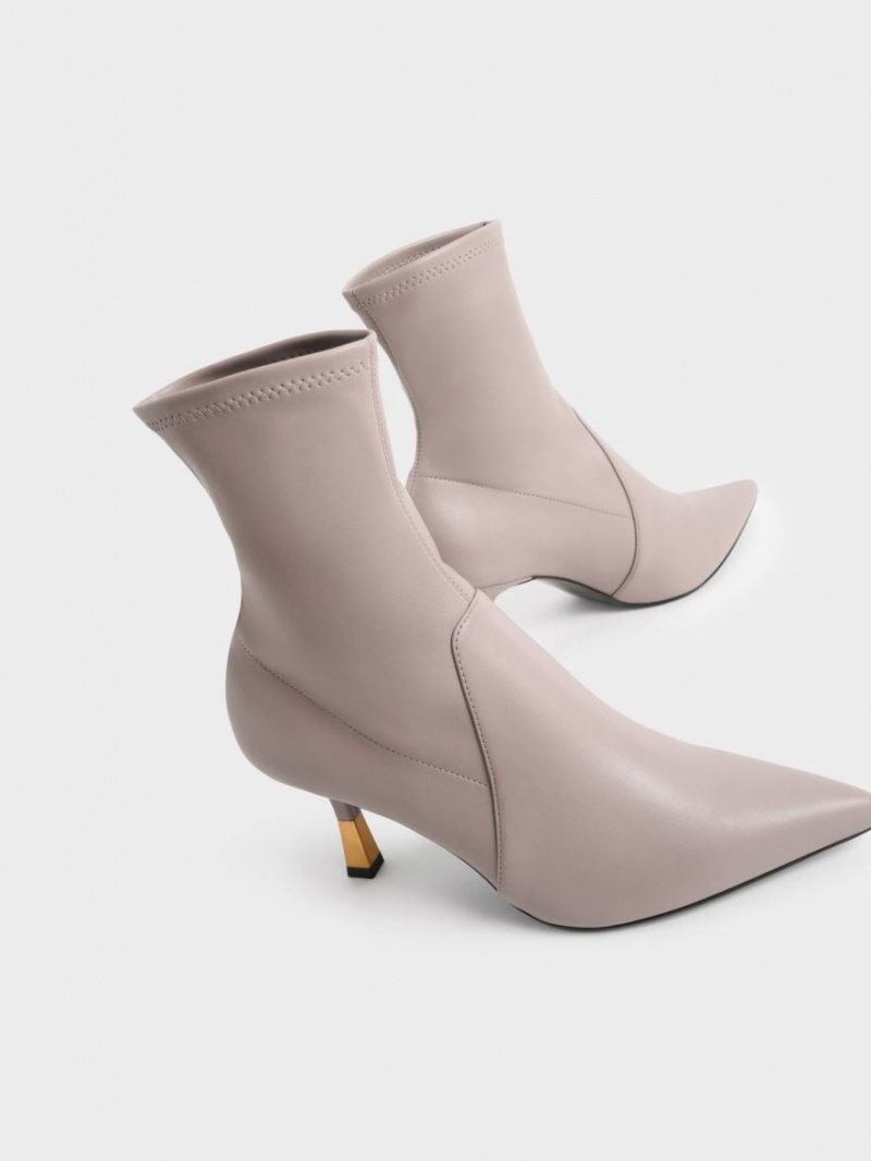 Μποτακια Charles And Keith Kitten Heel γκρι | 29035-AIKU