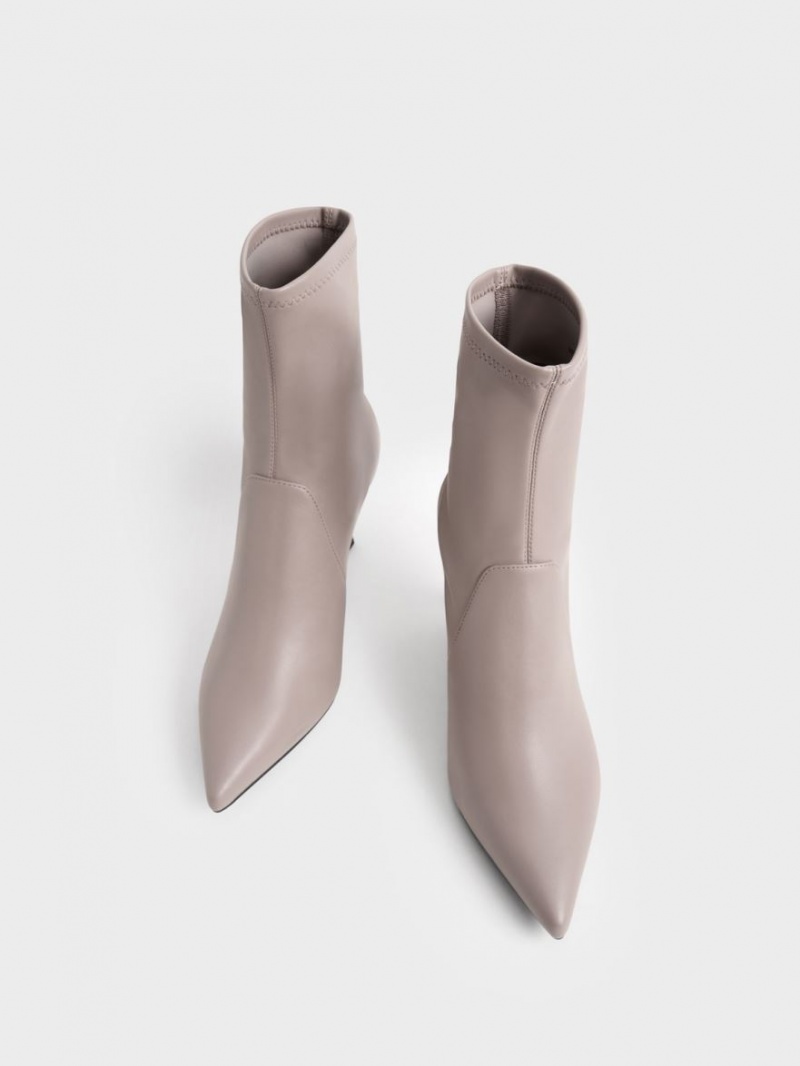 Μποτακια Charles And Keith Kitten Heel γκρι | 29035-AIKU