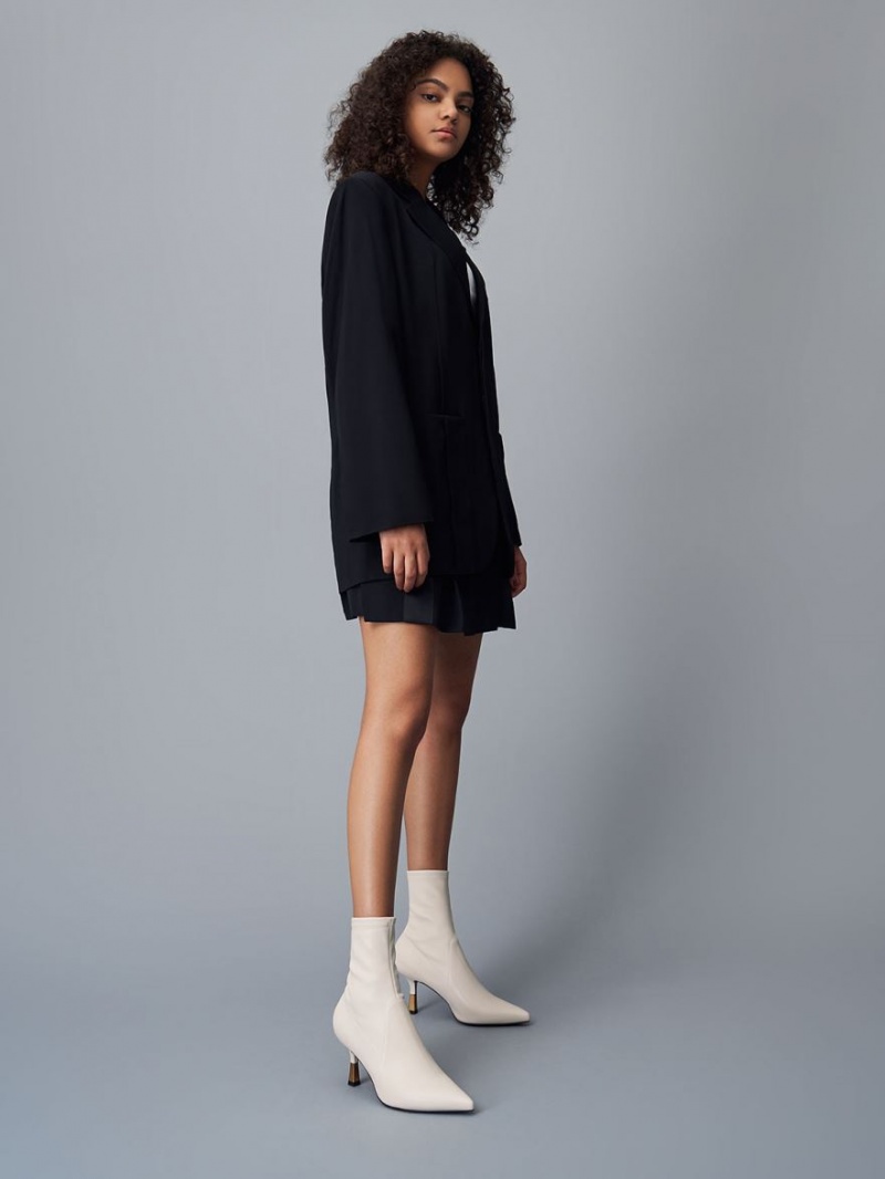Μποτακια Charles And Keith Kitten Heel ασπρα | 30725-TMHN