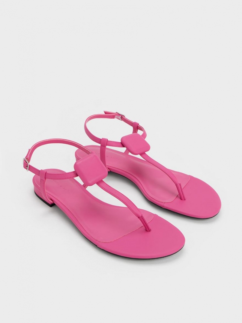 Σανδαλια Charles And Keith Koa Στρινγκ ροζ | 12756-QLFE