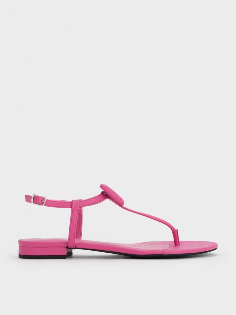 Σανδαλια Charles And Keith Koa Στρινγκ ροζ | 12756-QLFE