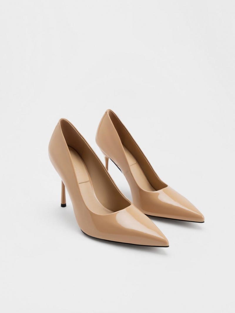 Γοβεσ Charles And Keith Kyra λουστρινι δερματινα Μπεζ | 64839-DGLX