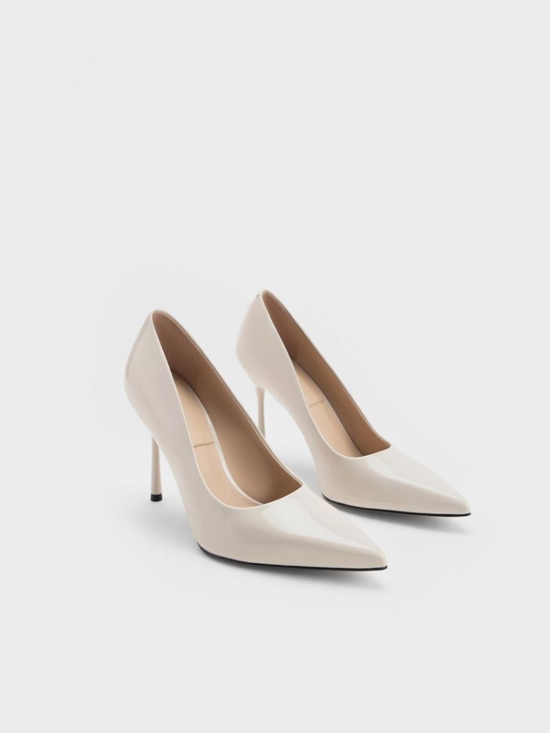 Γοβεσ Charles And Keith Kyra λουστρινι δερματινα ασπρα | 89713-FZJN