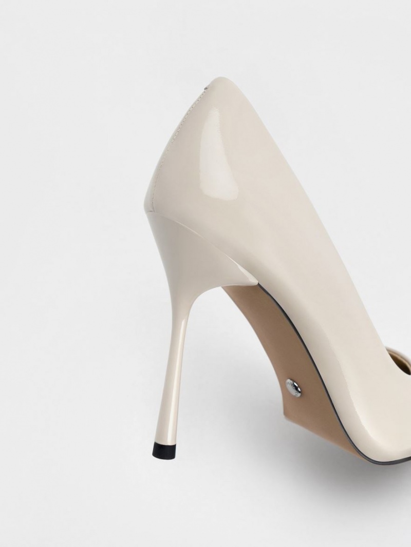 Γοβεσ Charles And Keith Kyra λουστρινι δερματινα ασπρα | 89713-FZJN