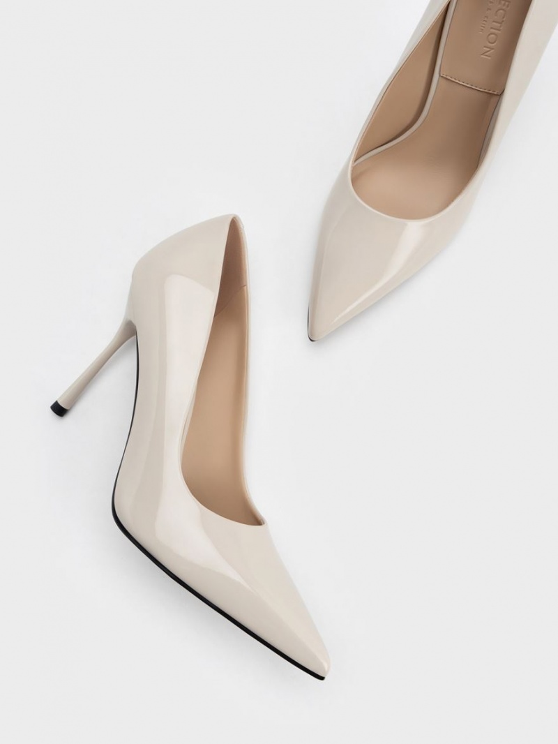 Γοβεσ Charles And Keith Kyra λουστρινι δερματινα ασπρα | 89713-FZJN