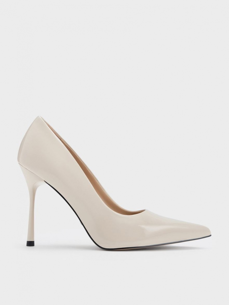 Γοβεσ Charles And Keith Kyra λουστρινι δερματινα ασπρα | 89713-FZJN