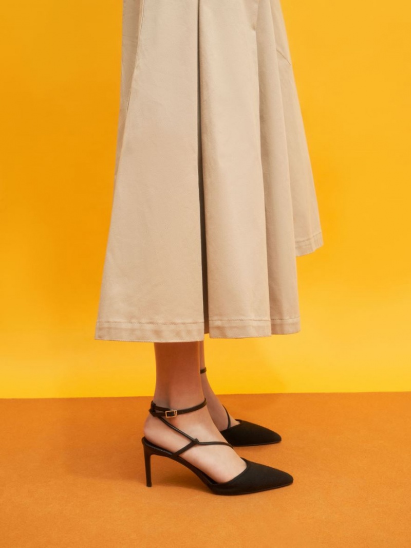 Γοβεσ Charles And Keith Linen Asymmetric μαυρα | 92604-HXEC