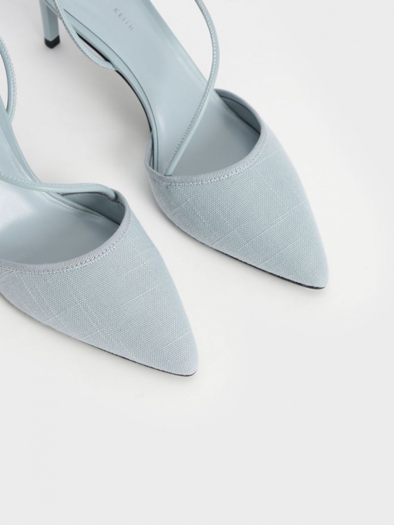 Γοβεσ Charles And Keith Linen Asymmetric ανοιχτο μπλε | 82537-RSDM