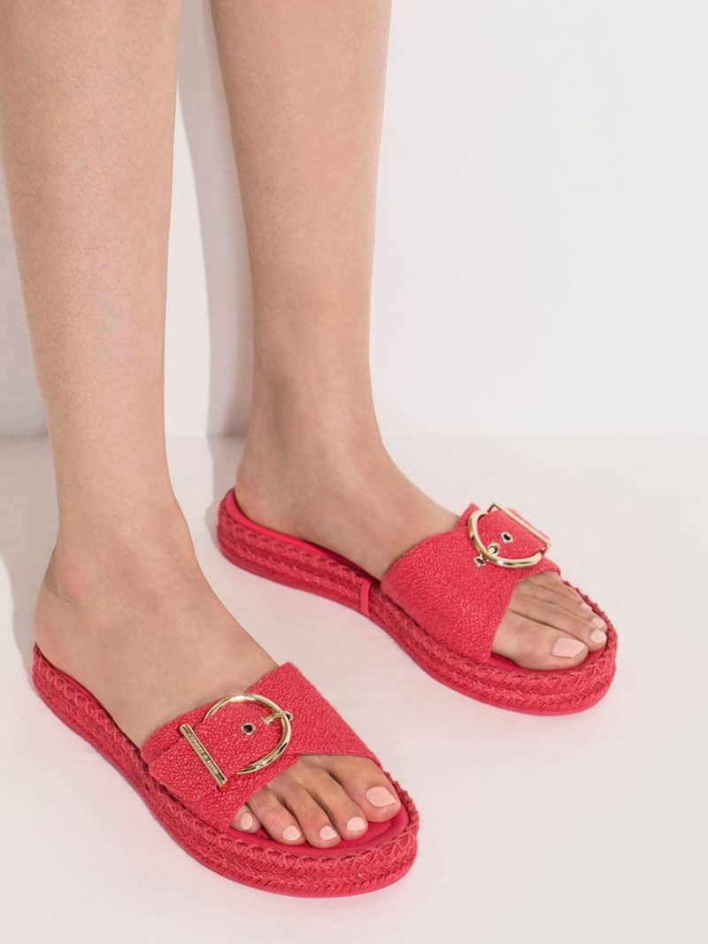 Σανδαλια Charles And Keith Linen Buckled εσπαντριγιεσ φουξια | 69210-UGBF