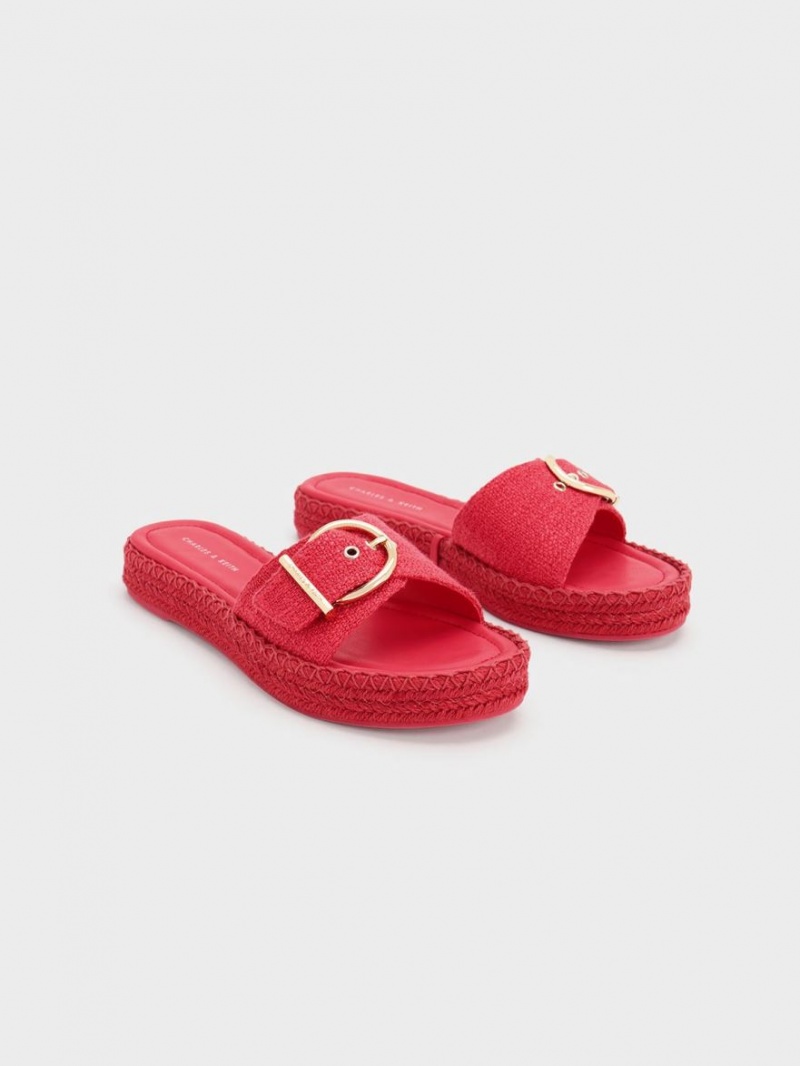 Σανδαλια Charles And Keith Linen Buckled εσπαντριγιεσ φουξια | 69210-UGBF