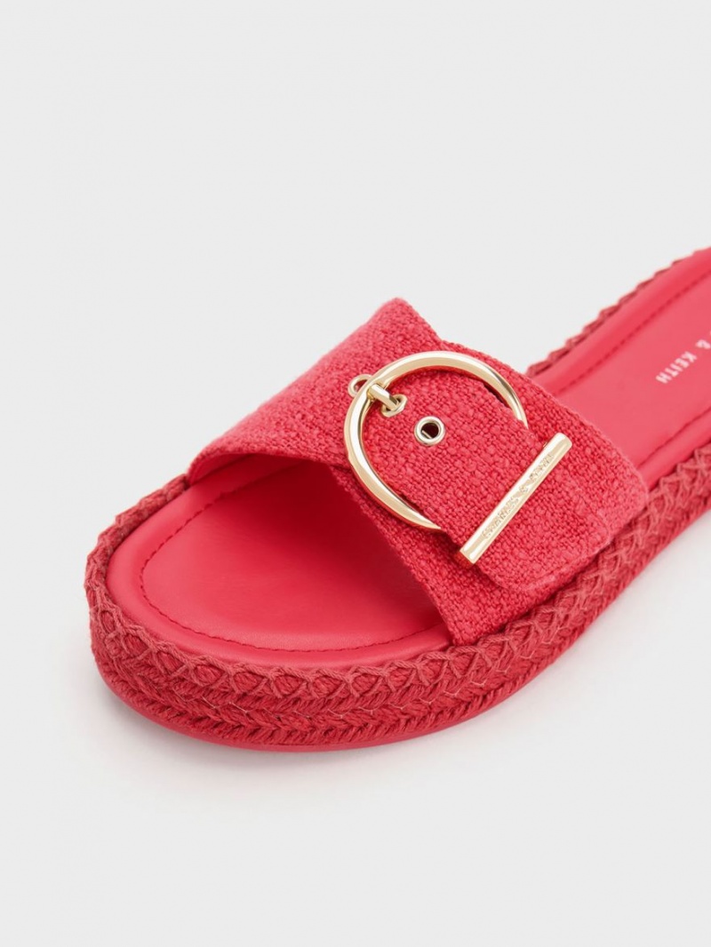 Σανδαλια Charles And Keith Linen Buckled εσπαντριγιεσ φουξια | 69210-UGBF