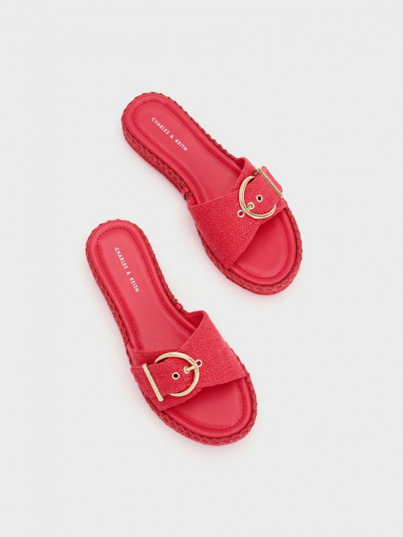 Σανδαλια Charles And Keith Linen Buckled εσπαντριγιεσ φουξια | 69210-UGBF