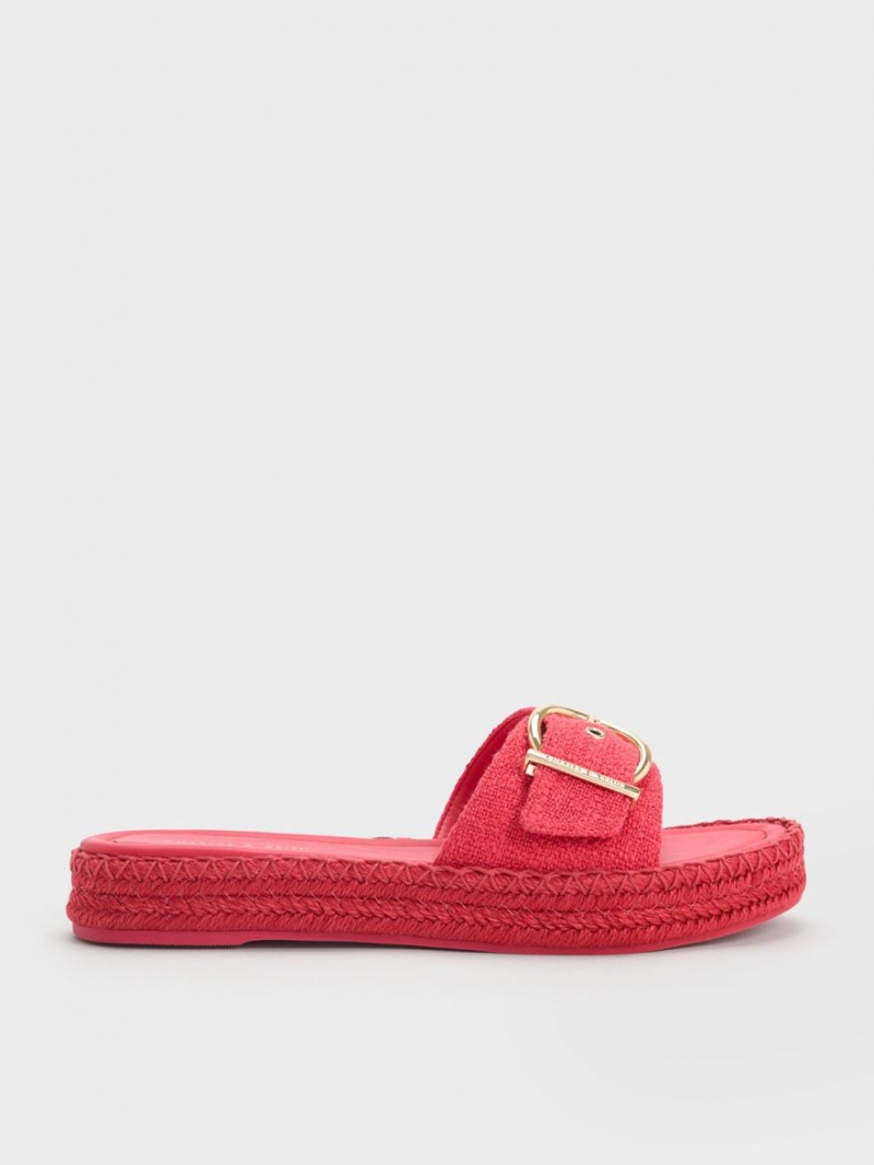 Σανδαλια Charles And Keith Linen Buckled εσπαντριγιεσ φουξια | 69210-UGBF