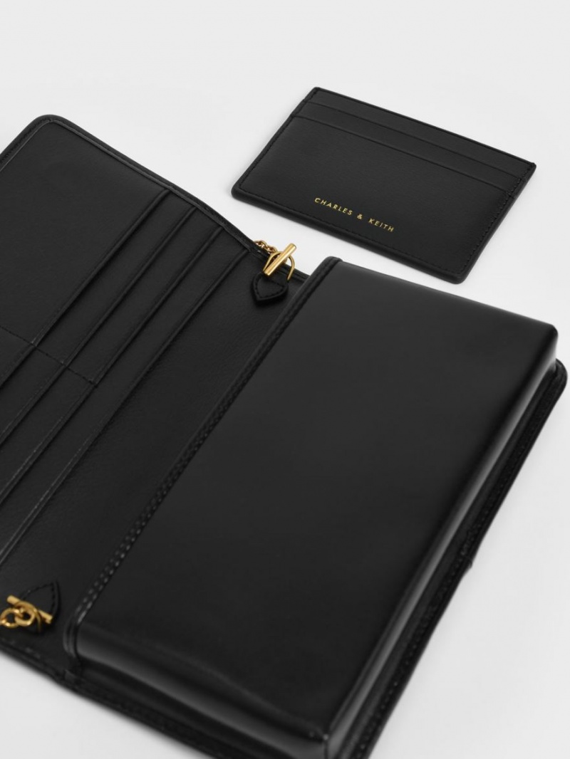 πορτοφολια Charles And Keith Long μαυρα | 10764-NDZU