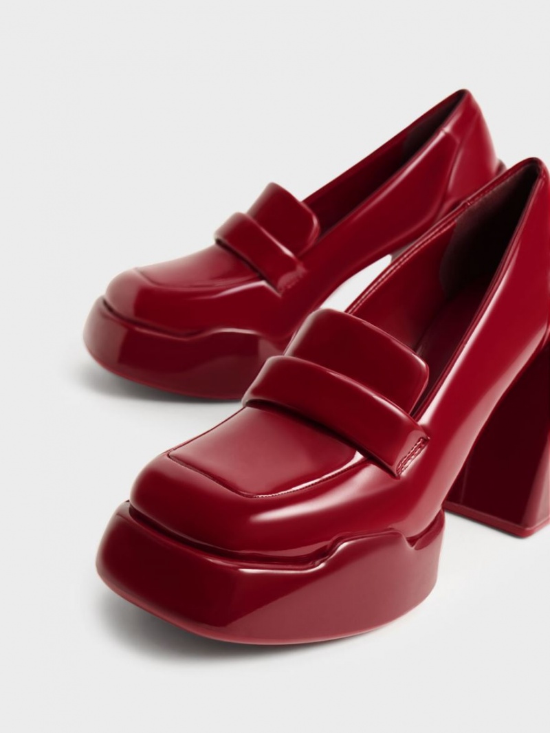 Γοβεσ Charles And Keith Lula λουστρινι Loafer κοκκινα | 02946-UMHI