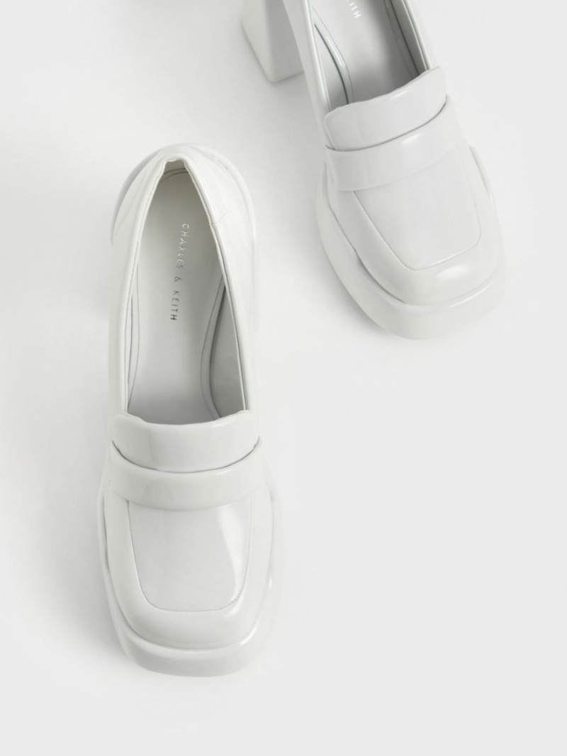 Γοβεσ Charles And Keith Lula λουστρινι Loafer ανοιχτο γκρι | 95106-VINE