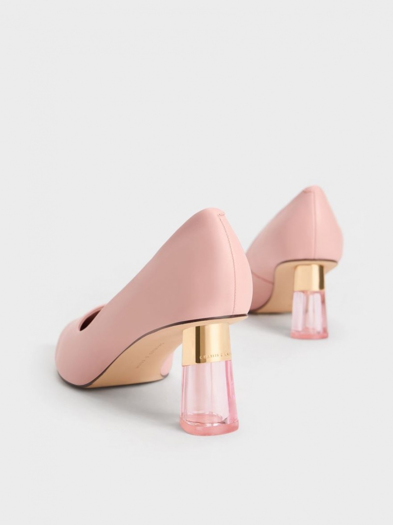 Γοβεσ Charles And Keith Metallic Accent Clear Heel ροζ | 98160-DKXW