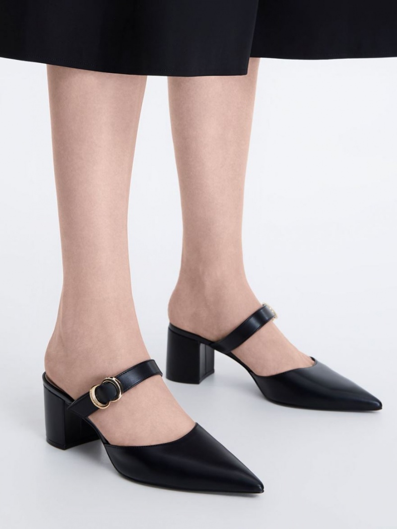Γοβεσ Charles And Keith Metallic Accent Pointed-toe μαυρα | 19762-YAFZ