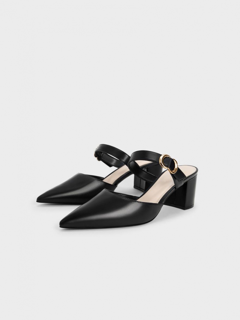 Γοβεσ Charles And Keith Metallic Accent Pointed-toe μαυρα | 19762-YAFZ