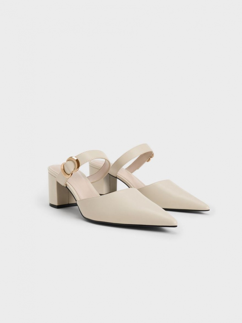 Γοβεσ Charles And Keith Metallic Accent Pointed-toe κρέμα | 12763-XJSA